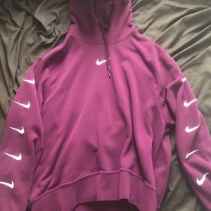 Nike Burgundy Cropped Hoodie